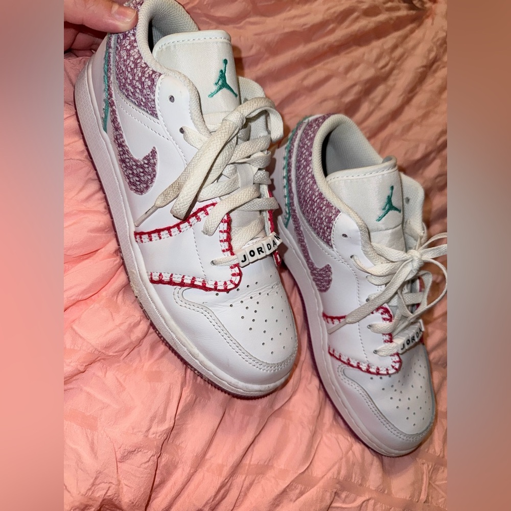 Jordan Kids' White and Purple Sneakers